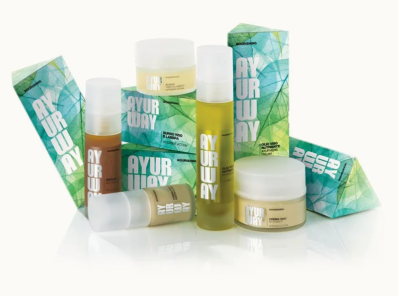 Linea Nourishing viso di Ayurway: siero, crema e confezioni