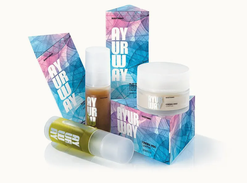 Linea Soothing viso di Ayurway: siero, crema e confezioni