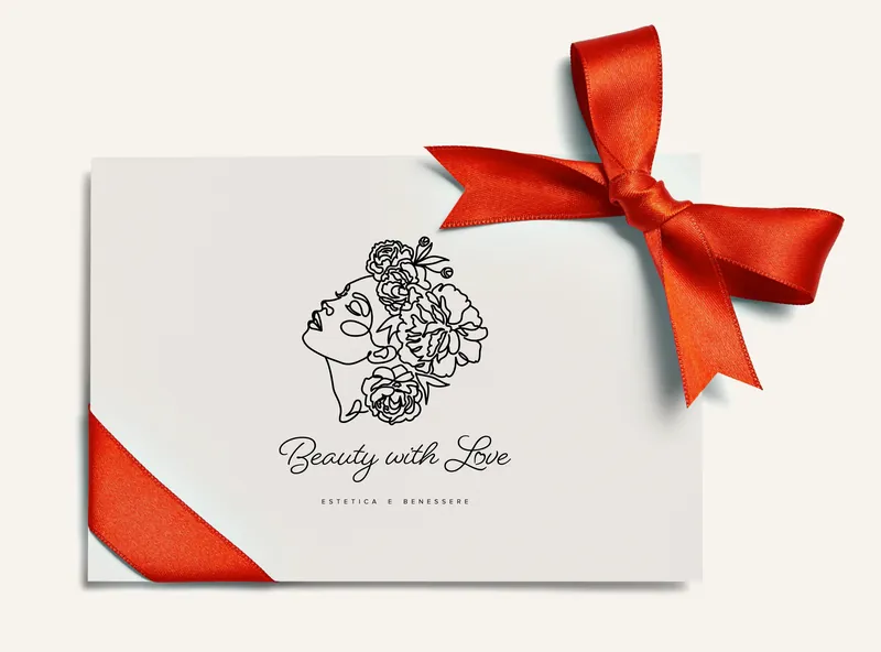 La carta regalo Beauty with Love con il fiocco di raso rosso